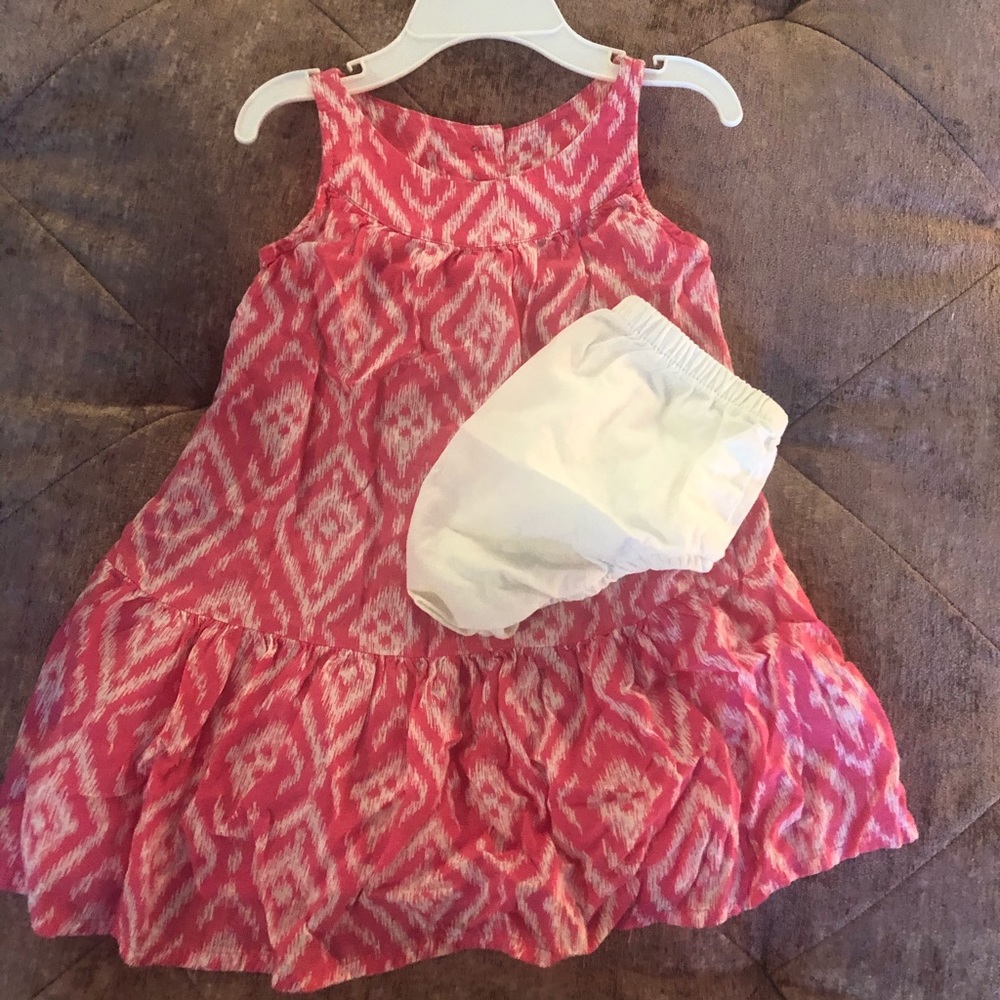Sleeveless pink and cream OshKosh dress